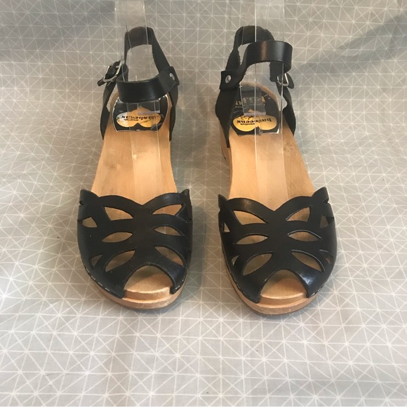 Toffel Swedish Hasbeens Ornament Low Clog Sandals in Black 36 - Picture 2 of 7